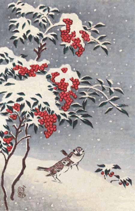 click here to view larger image of Birds and Snowy Berry Branches - Ohara Shoson (chart)