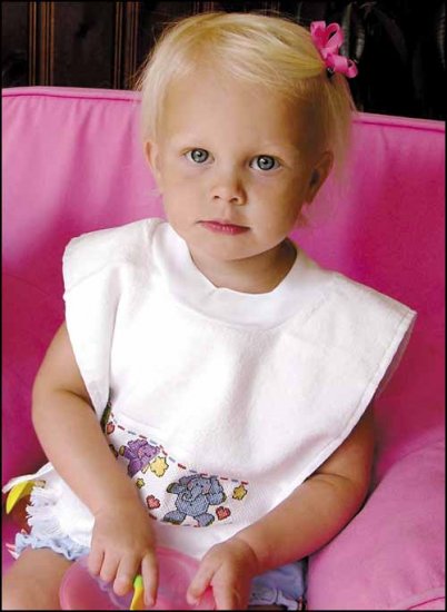 click here to view larger image of White Pullover Velour Toddler Bib (stitchable)