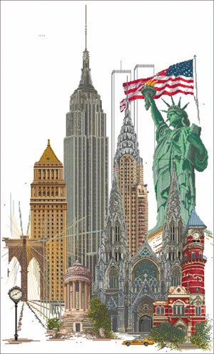 click here to view larger image of New York - Linen (counted cross stitch kit)
