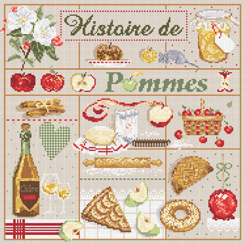 click here to view larger image of Histoire de Pommes KIT - Linen (counted cross stitch kit)