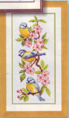 click here to view larger image of Bluetits on Blossom (counted cross stitch kit)