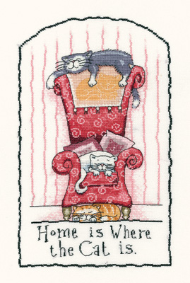 click here to view larger image of Home is Where the Cat Is (kit) (counted cross stitch kit)