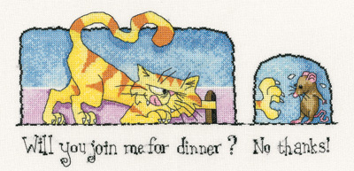 click here to view larger image of Join Me For Dinner - Tiddles (Kit) (counted cross stitch kit)