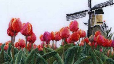 click here to view larger image of Tulip Fields - Aida (counted cross stitch kit)