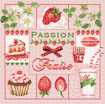 click here to view larger image of Passion Fraise KIT - Linen (counted cross stitch kit)