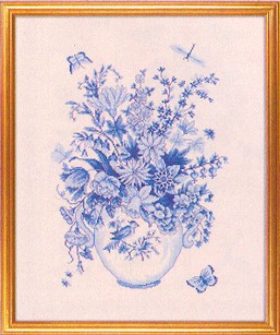 click here to view larger image of Blue Floral (counted cross stitch kit)