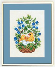 click here to view larger image of Chicks in a Basket (counted cross stitch kit)