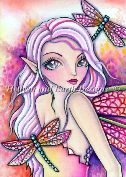 click here to view larger image of Pink Dragonfly - Quick Stitch (chart)