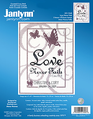click here to view larger image of Love Never Fails (counted cross stitch kit)