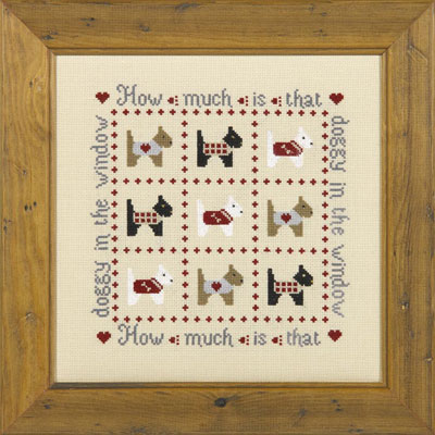 click here to view larger image of How Much is that Doggy  Kit - 32ct Linen (counted cross stitch kit)