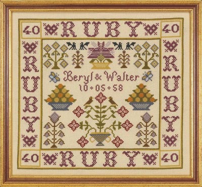 click here to view larger image of Ruby Anniversary (Kit) (counted cross stitch kit)