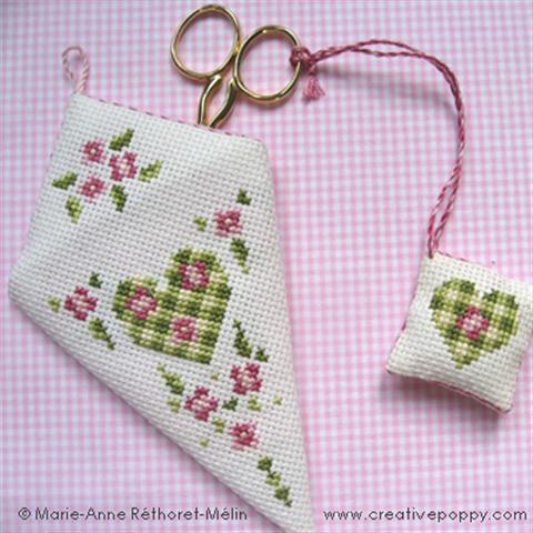 click here to view larger image of Rose Heart Scissor Case and Scissor Fob (chart)