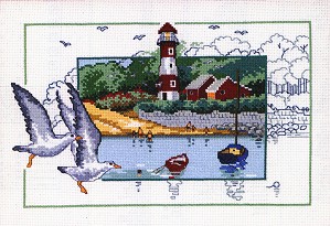 click here to view larger image of Gulls by the Lighthouse (counted cross stitch kit)