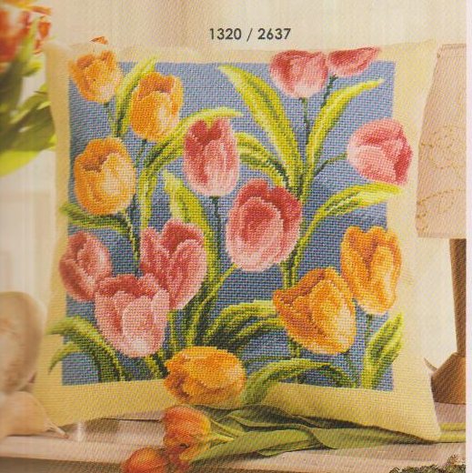 click here to view larger image of Tulip Pillow (counted cross stitch kit)