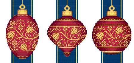 click here to view larger image of Red Faberge Christmas Ornaments Collection 2 (3 designs) (chart)