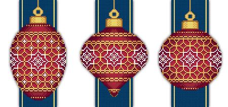 click here to view larger image of Red Faberge Christmas Ornaments Collection 5 (3 designs) (chart)