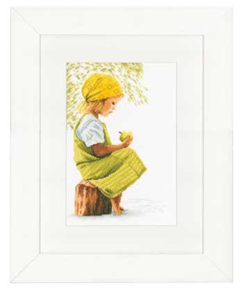 click here to view larger image of Girl with Apple (counted cross stitch kit)