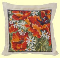 click here to view larger image of Poppies & Butterflies Pillow (counted cross stitch kit)