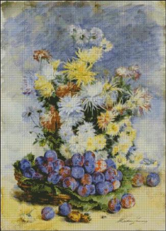 click here to view larger image of Lemaire - Prunes and Chrysanthemums (chart)