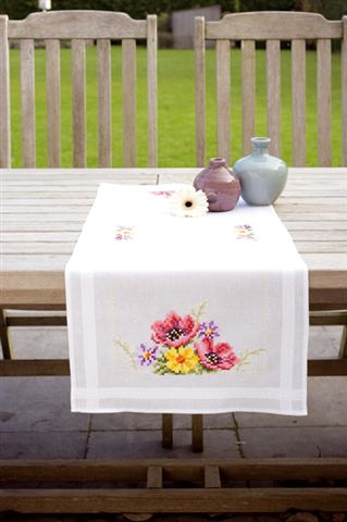click here to view larger image of Floral Table Runner (stamped cross stitch kit)