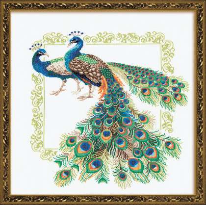click here to view larger image of Peacocks (counted cross stitch kit)