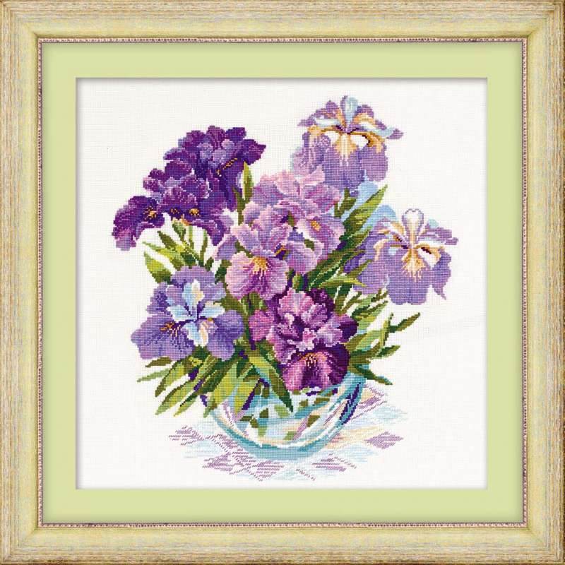click here to view larger image of Irises in Vase (counted cross stitch kit)