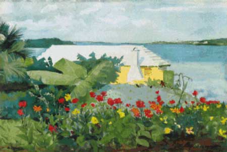click here to view larger image of Flower Garden and Bungalow, Bermuda - Winslow Homer (chart)