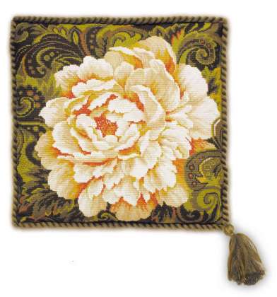 click here to view larger image of White Peony Cushion (counted cross stitch kit)