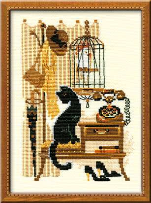 click here to view larger image of Cat with Telephone (counted cross stitch kit)