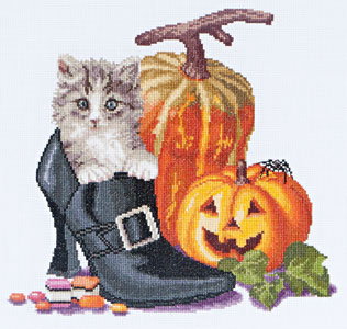 click here to view larger image of Halloween Kitten (counted cross stitch kit)
