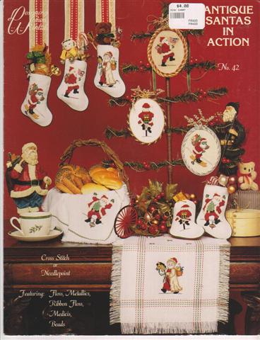 click here to view larger image of Antique Santas in Action (chart)
