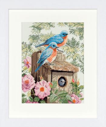 click here to view larger image of Garden Bluebirds - 14ct (counted cross stitch kit)
