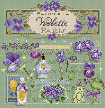 click here to view larger image of Savon a la Violette KIT - Aida (counted cross stitch kit)