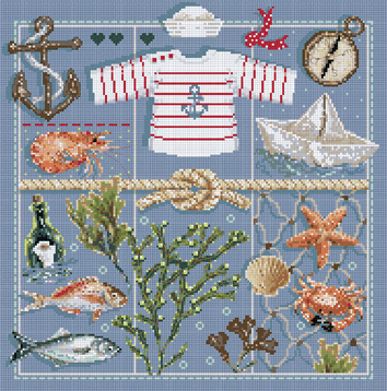 click here to view larger image of Le P'tit Pecheur KIT - Linen (counted cross stitch kit)