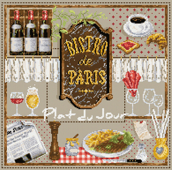 click here to view larger image of Bistro De Paris KIT - Linen (counted cross stitch kit)