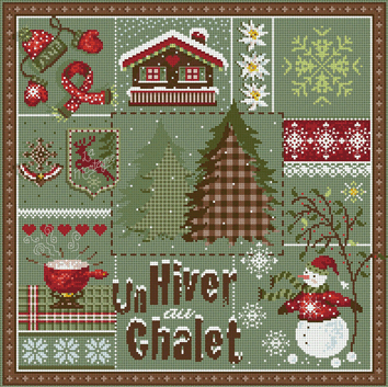 click here to view larger image of Un Hiver au Chalet KIT - Linen (counted cross stitch kit)