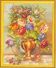 click here to view larger image of Bouquet In Gold Vase (counted cross stitch kit)