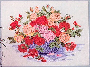 click here to view larger image of Bowl Of Roses (counted cross stitch kit)
