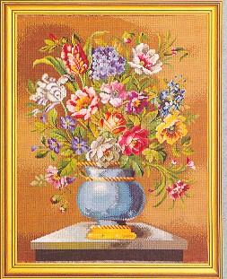 click here to view larger image of Flowers with Blue Vase (counted cross stitch kit)