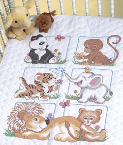 click here to view larger image of Animal Babes Quilt (Sunset) (stamped cross stitch kit)