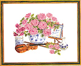 click here to view larger image of Violin and Roses (counted cross stitch kit)
