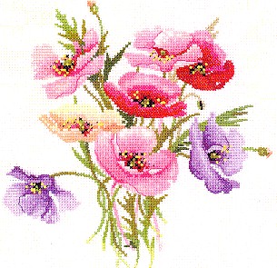 click here to view larger image of Poppy Posy - Kit (counted cross stitch kit)