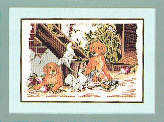 click here to view larger image of Puppies With Doves (counted cross stitch kit)