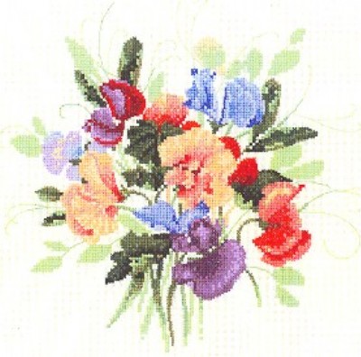 click here to view larger image of Sweet Pea Posy  (counted cross stitch kit)