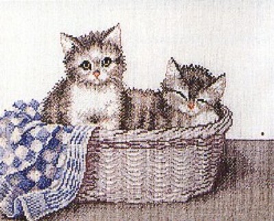 click here to view larger image of Kittens In A Basket (counted cross stitch kit)
