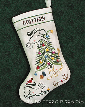 click here to view larger image of Britty Kitty Christmas Stocking (chart)