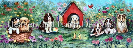 click here to view larger image of Puppies With Dog House (chart)