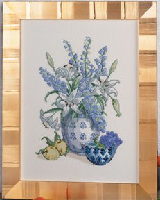 click here to view larger image of Flowers in Blue (counted cross stitch kit)