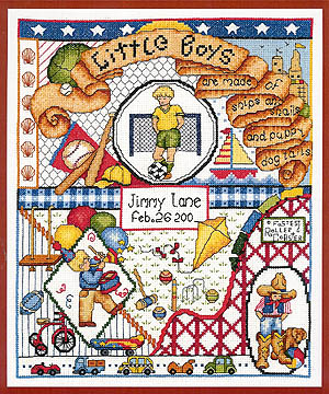 click here to view larger image of Little Boys Are Made Of (counted cross stitch kit)