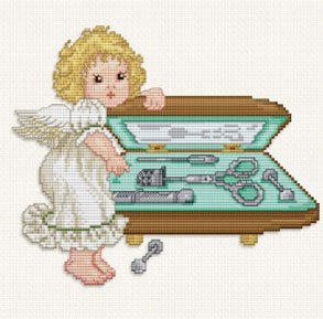 click here to view larger image of Stitching Angel with Sewing Set (chart)